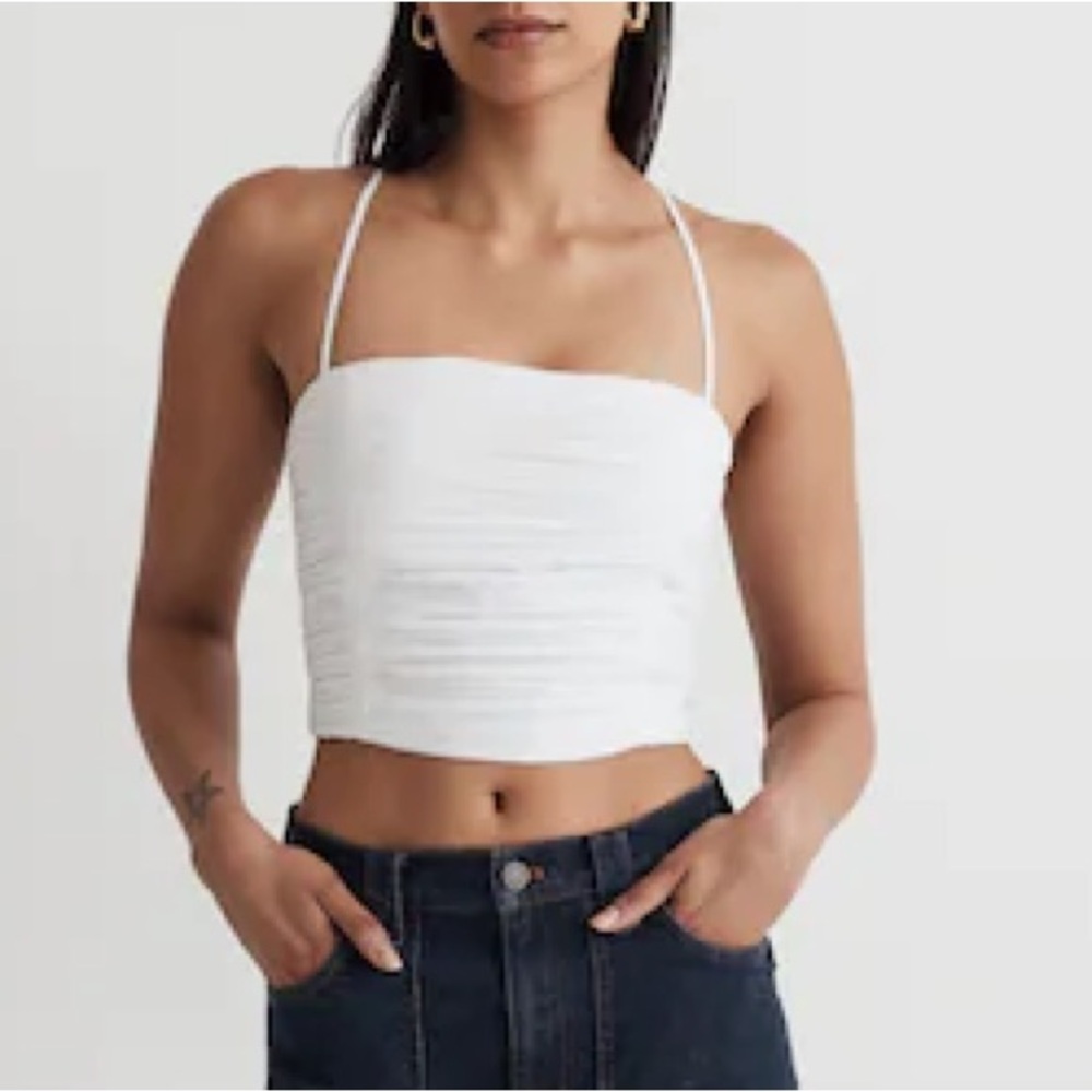 Madewell Poplin Crop Tube Top NWT in Eyelet White